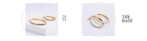 Close-up of 18k gold plated oval hoop earrings with shimmering pavé crystal accents
