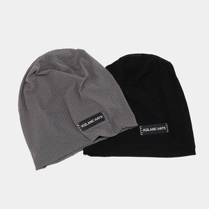 Breathable waffle knit slouchy beanie hats in black and dark grey for daily sports