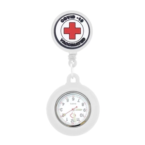 Orologio da infermiere luminoso con cinturino in silicone e stemma Covid-19 vaccinato