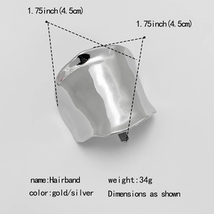 Minimalist silver wavy metal hair hook for low ponytail with 4.5cm size dimension
