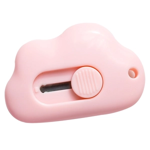 Pink cloud-shaped mini portable utility knife for opening boxes and paper cutting