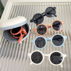 Kids Sunglasses Foldable Round Frame UV400 Macaron Candy Colors Portable PC AC Eyewear For Toddler Boys Girls