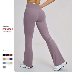 High Waisted Flare Yoga Pants Polyamide Elastane Naked Feel Quick Dry Color Blocking Slim Fit Sports Leggings