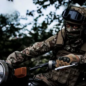 Tactical half-finger gloves with carbon fiber shell and impact resistant coating for riding