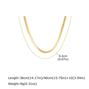 Detailed view of golden double-layer snake chain with precise length and width measurements