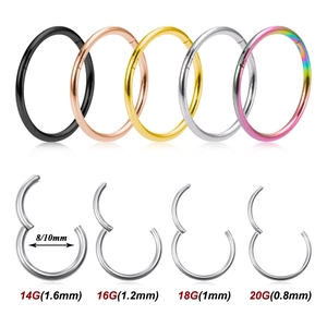Stainless steel hinged segment ring for body piercing in multiple sizes and colors