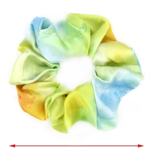 Colorful tie-dye satin scrunchie for women with gradient fabric and 4.3 inch diameter