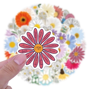 Close-up of a Daisy flower sticker featuring inspirational I AM positive affirmations