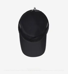 Detail of the quick-dry cap showing breathable mesh and adjustable drawstring inside
