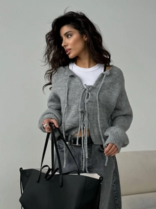 Gilet En Tricot Pour Femmes Manches Longues À Nouer Devant Ajouré Mélange De Coton Pull Ample Décontracté Urbain