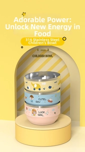 Empilement de bols pour enfants en acier 316 avec des motifs de dessins animés mignons