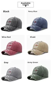 Collection of distressed vintage baseball caps in six colors with classic embroidery