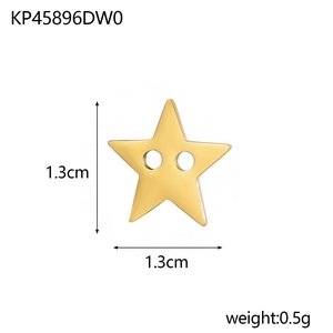 Detail view of 1.3cm gold star stainless steel button with dimensions and weight