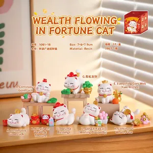 Figurine Chat De La Chance Maneki Neko Ornement En Résine Dieu De La Fortune Caishen Design Dessin Animé Décor De Bureau
