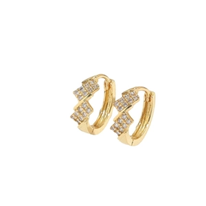 Schicke goldene Fishtail-Ohrringe mit Zirkonia-Steinen im trendigen geometrischen Design