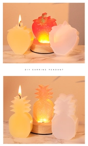 Detail of strawberry and pineapple silicone molds for DIY scented candles and resin crafts