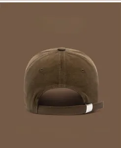 Detailed back view of baseball cap featuring a premium metal adjustment buckle