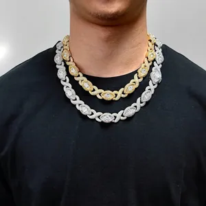 Luxurious hip hop Cuban link necklaces in gold and silver with zircon accents for men