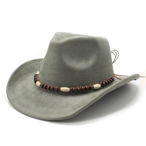 Grauer Cowboyhut aus Wildleder mit böhmischem Perlenband für Damen und Herren