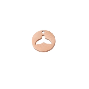 Polished rose gold round mermaid tail cutout pendant in mirror stainless steel