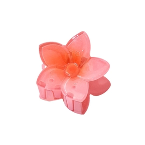 Pink gradient floral resin hair claw clip with 4cm medium size for elegant ponytail styling