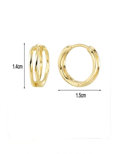 Detail view of 14K gold plated S925 silver twist hoop earrings showing 1.5cm size scale