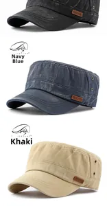Gedetailleerde vergelijking van vintage militaire petten in marineblauw, kaki en antraciet