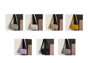 Collage of colorful nylon crossbody bags with adjustable straps in seven vibrant colors