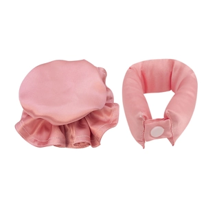 Set bigodini senza calore rosa con cuffia a volant e fascia con chiusura a scatto