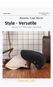 Detail view of adjustable side metal buckles on vintage wool blend newsboy caps