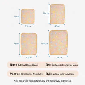 Soft coral fleece pet blanket for dogs and cats warm winter mat in multiple sizes