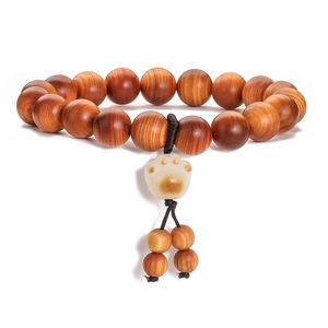 Natural black pearwood bead bracelet featuring a cute cat paw pendant charm