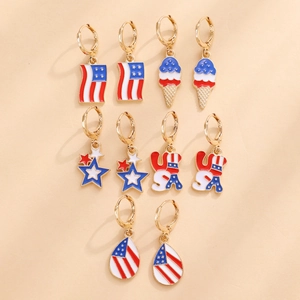 Ohrring-Set zum Unabhängigkeitstag mit Emaille-US-Flagge, USA-Buchstaben und Sternen