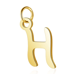 Detailed view of a gold-plated stainless steel letter H pendant for DIY jewelry making