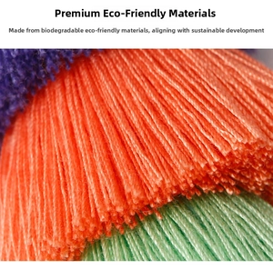 Macro detail of colorful biodegradable eco-friendly fibers and tassels for bag charms