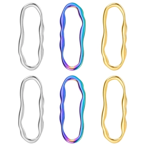Irreguläre Welle Oval Anhänger Halskette 304 Edelstahl Vakuum 18K Vergoldet Minimalistische Geschmolzene Geometrische Schmuck