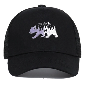 Bear Mountain Embroidery Trucker Hat Cotton Mesh Breathable Snapback Outdoor Adventure Baseball Cap Unisex Sport