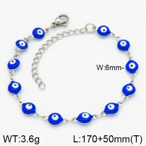 6mm blue evil eye stainless steel bracelet for men and women with adjustable extension chain