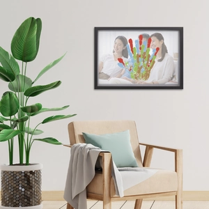 Cadre photo magnétique DIY pour empreintes de mains avec portrait de famille