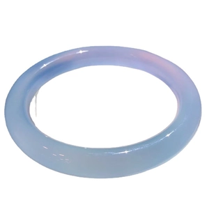 Elegant light blue agate chalcedony bangle bracelet with polished smooth finish for women