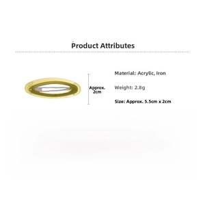 Detail showing dimensions of yellow acetate oval hair clip with metal spring