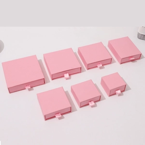 Joyero Estilo Cajón Minimalista Moderno Embalaje de Papel Kraft y Cartón para Anillo Collar Pendiente Caja de Regalo Con Asa de Cinta de Seda