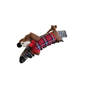 Cute plaid fabric dachshund dog hair claw clip with bow for stylish women and girls