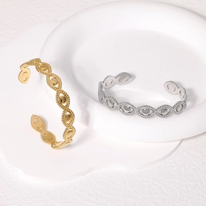 Bracciali aperti a forma di occhio in acciaio inossidabile oro e argento