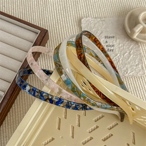 Acetate Headband For Women Vintage Tortoiseshell Marble Pattern Anti Slip Hair Band With Teeth Elegant Hair Accessories