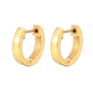 Boucles d'oreilles créoles géométriques en acier inoxydable plaqué or 18 carats