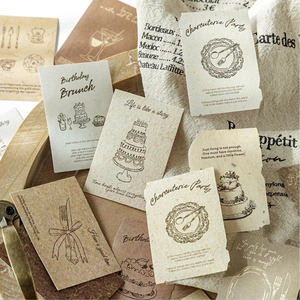 Retro Vintage Specialty Paper Stickers For DIY Scrapbooking Journal Decoration Herbal Paper And White Kraft Paper Floral Food Theme Labels