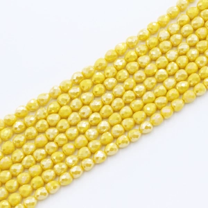 Sparkling yellow faceted strawberry-shaped glass beads for DIY jewelry making