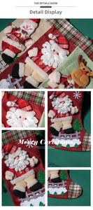Détails brodés du Père Noël et du bonhomme de neige sur des chaussettes de Noël