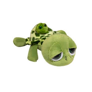 Peluche di tartaruga marina madre e figlio verde con grandi occhi tristi e morbidi
